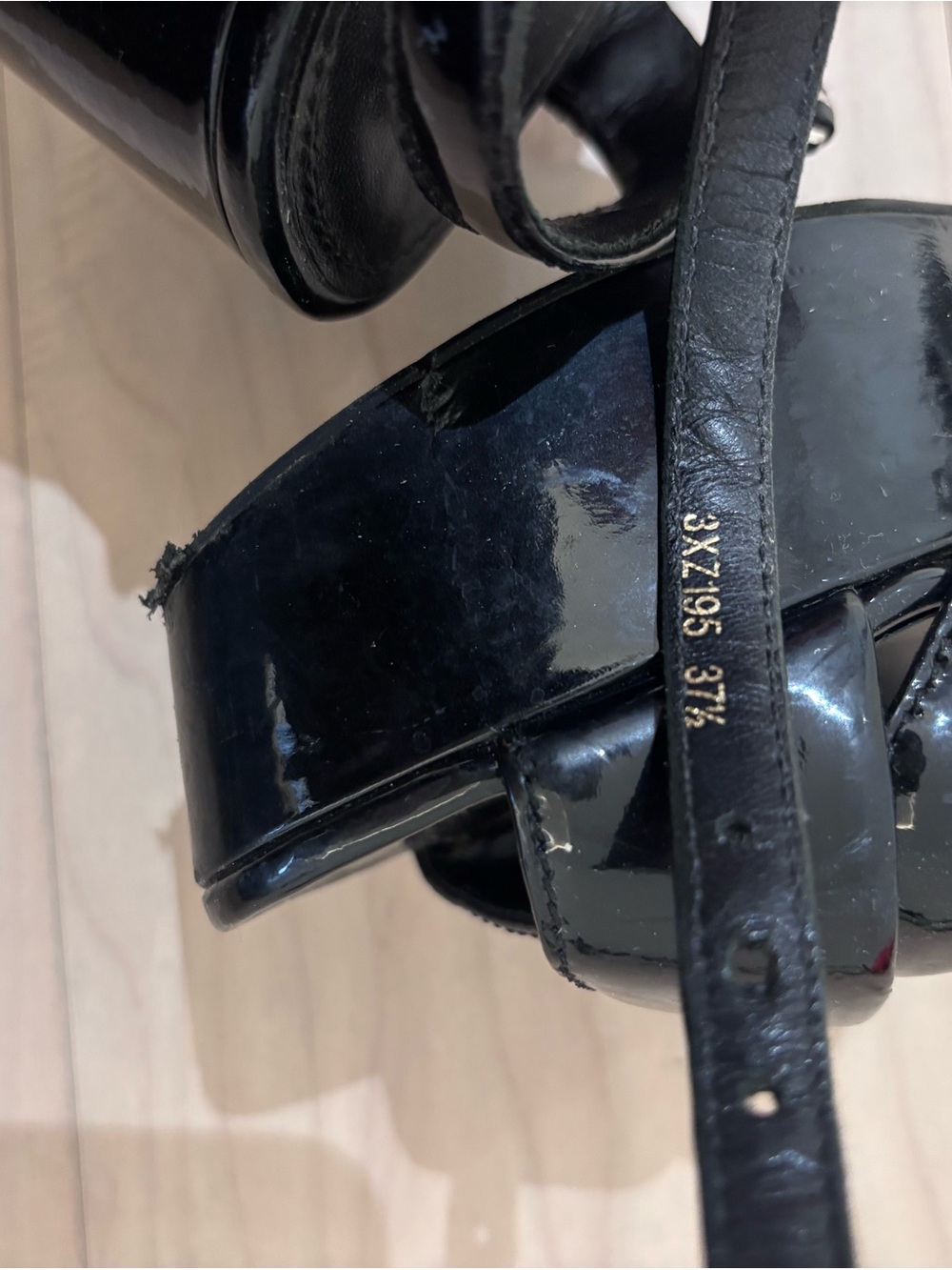 Prada Black Patent Leather Crisscross Slingback Sandals - Picture 4 of 5